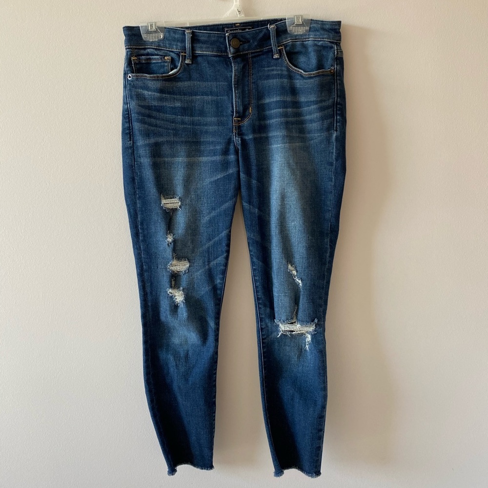 Abercrombie Dark Wash Ripped Crop Jeans